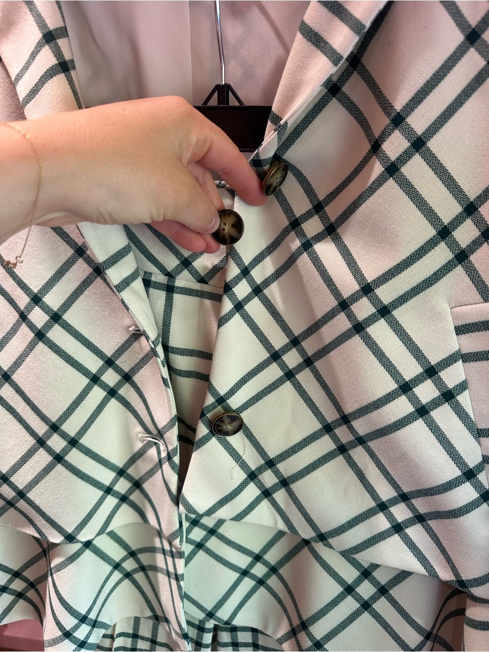 Cream & Green Plaid Two-Piece Set - Picture 7 of 8